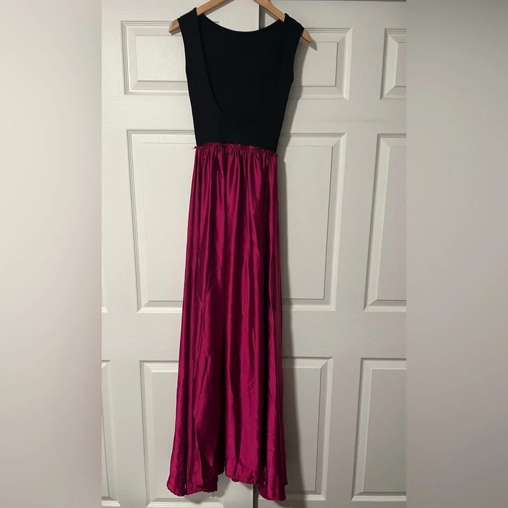 Anthropologie $298 Ripley Rader Magenta Pink Satin Ashley Formal Dress Maxi Gown